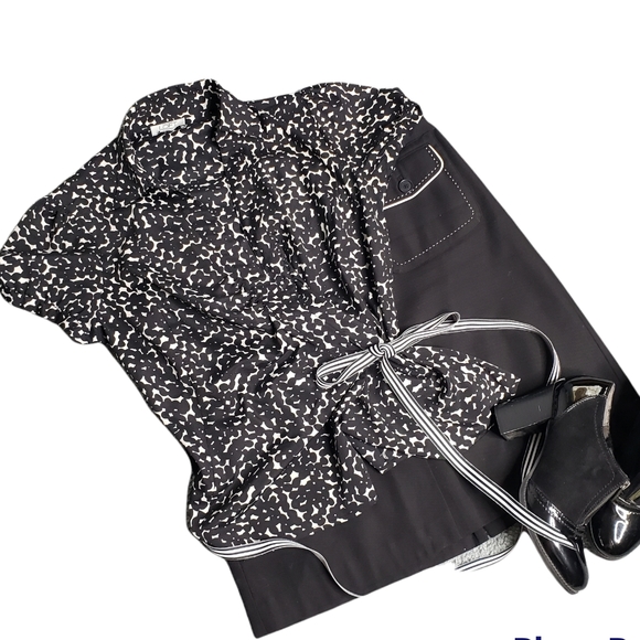 Ann Taylor Petites Genuine Wrap Blouse puffy cap sleeves grosgrain ribbon tie ♡ - Picture 3 of 10